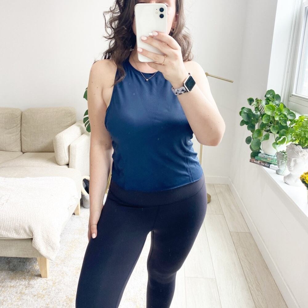 Athleta Blue Cropped Workout Tank Size XS